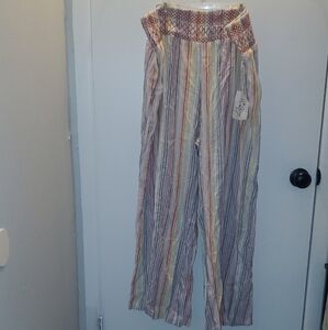 Colorful Striped Wide Leg Women's Pants